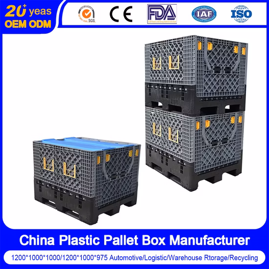 Grande/Grandes industriales HDPE Heavy Duty Almacén de almacenamiento plegable apilable/plegable/Palet de plástico plegable Bin/Box/Contenedor para logística de la industria de autopartes